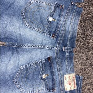 True Religion Ricky Relaxed Straight Blue Jeans